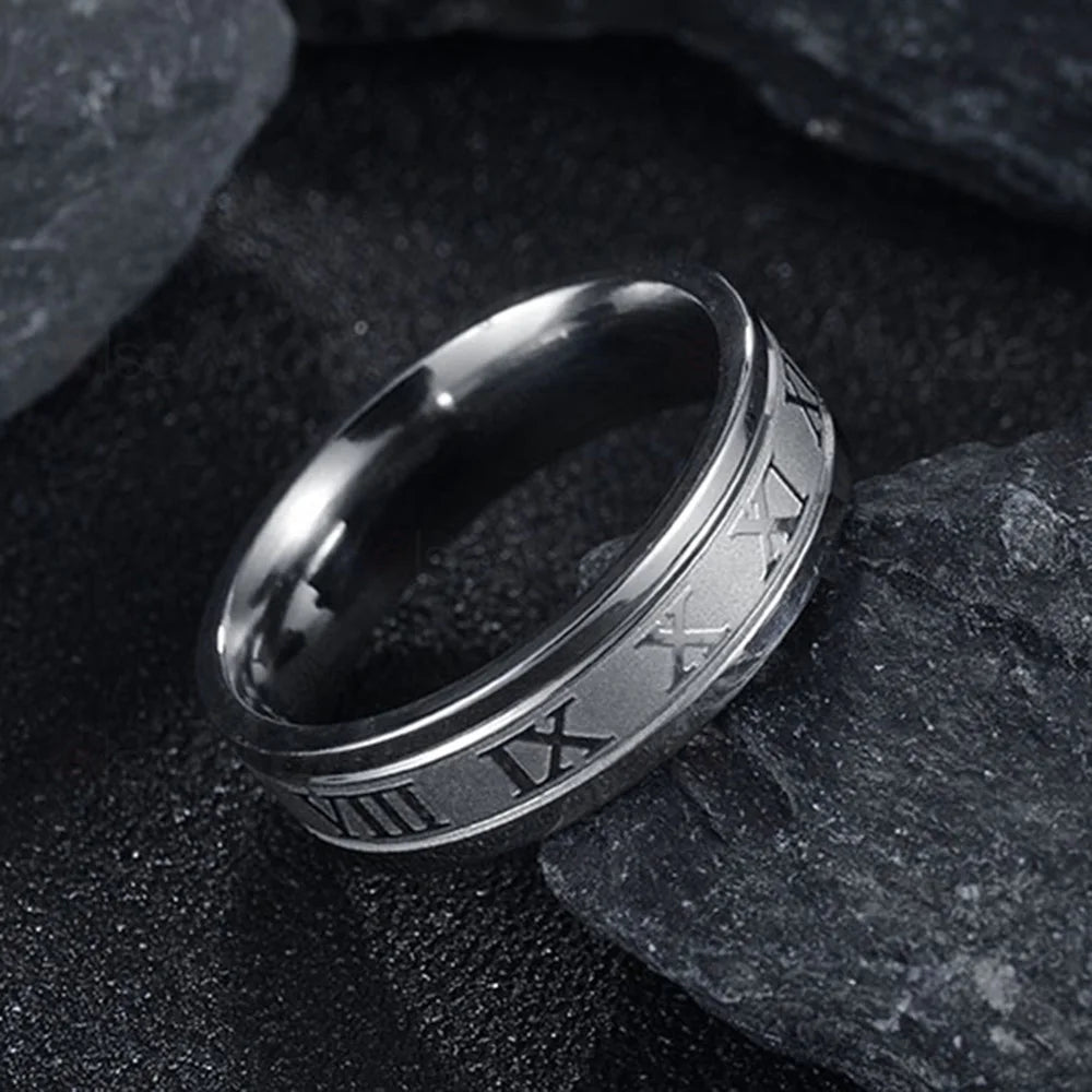 Classic Fashion Stainless Steel Roman Digital Men Women Ring Cool Punk High Quality Waterproof Jewelry for Party Gifts