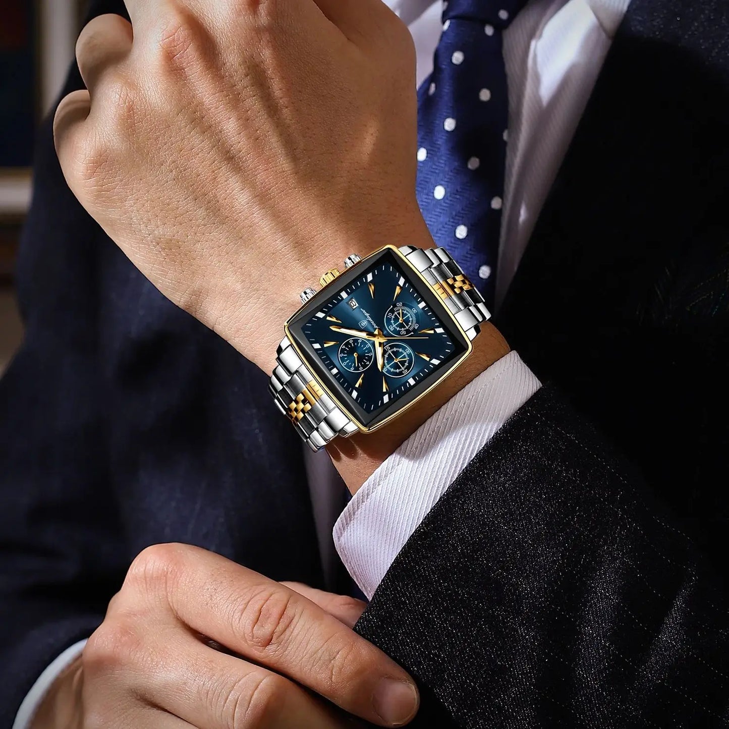 Luxury Business Man Wristwatch Chronograph Waterproof Luminous Calendar Watch for Men Square Quartz Men'S Watches Reloj