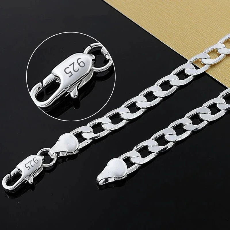 925 Sterling Silver Necklace for Men'S Women 16/18/20/22/24 Inches Classic 6MM Chain Luxury Jewelry Wedding Christmas Gifts