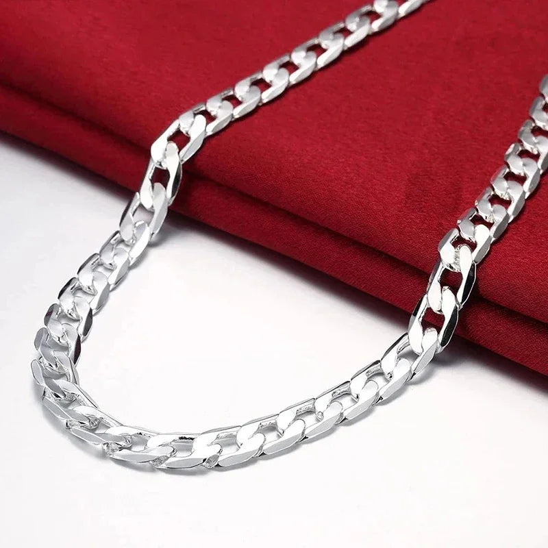 925 Sterling Silver Necklace for Men'S Women 16/18/20/22/24 Inches Classic 6MM Chain Luxury Jewelry Wedding Christmas Gifts