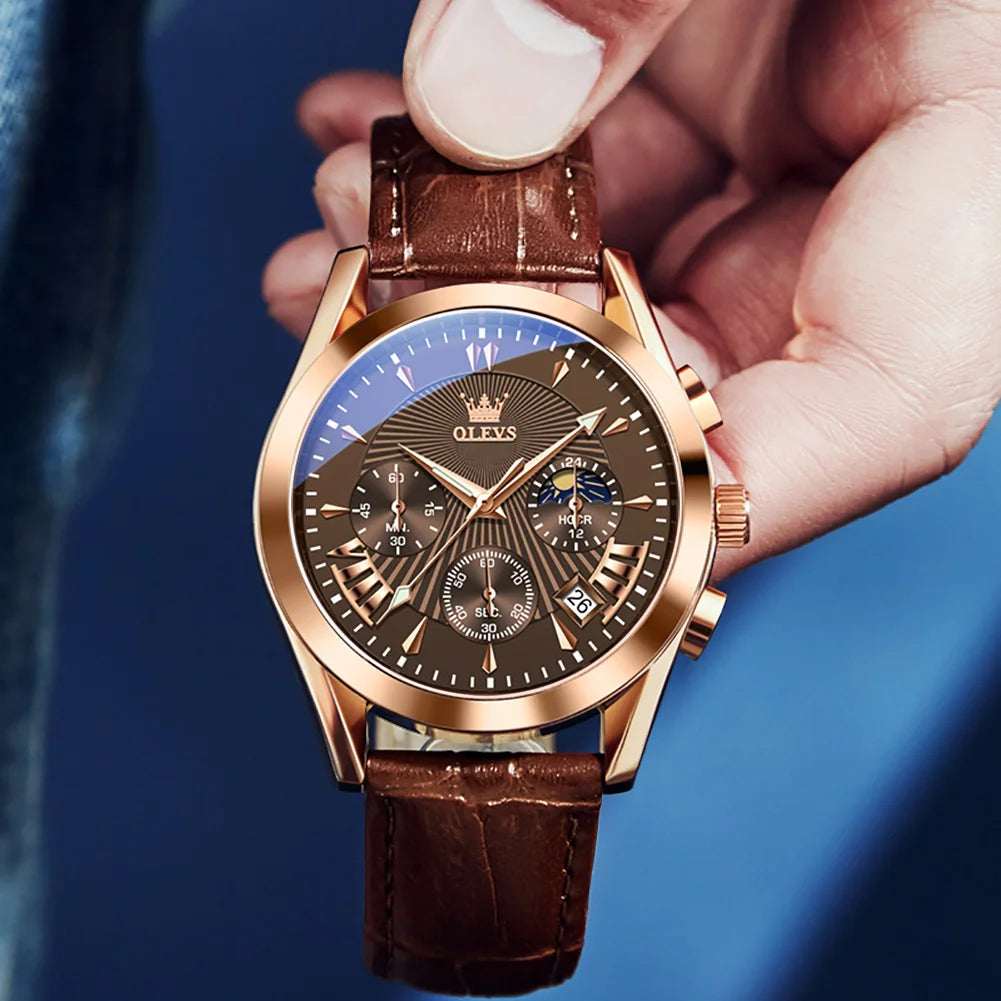 Original Luxury Brand Men'S Watches High Quality Waterproof Quartz Watch for Men Fashion Leather Strap Man Wristwatch