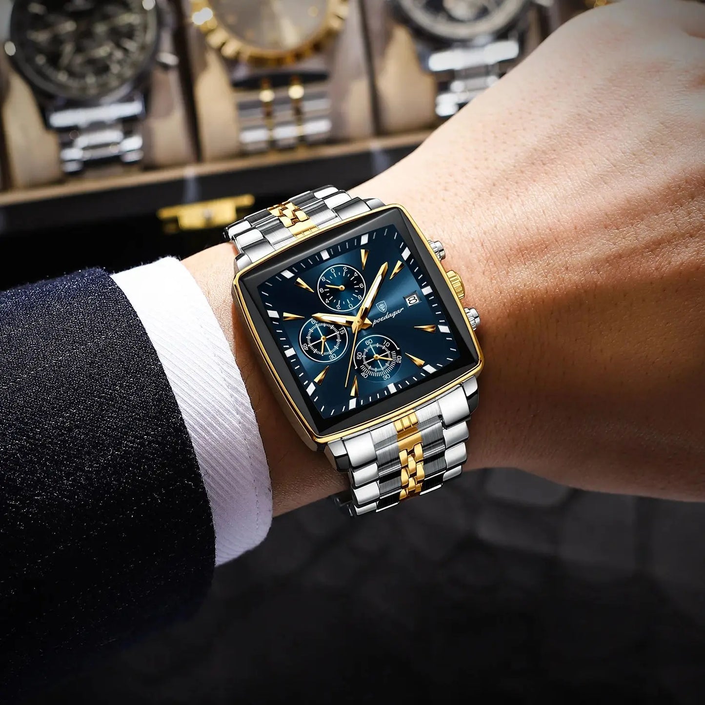 Luxury Business Man Wristwatch Chronograph Waterproof Luminous Calendar Watch for Men Square Quartz Men'S Watches Reloj