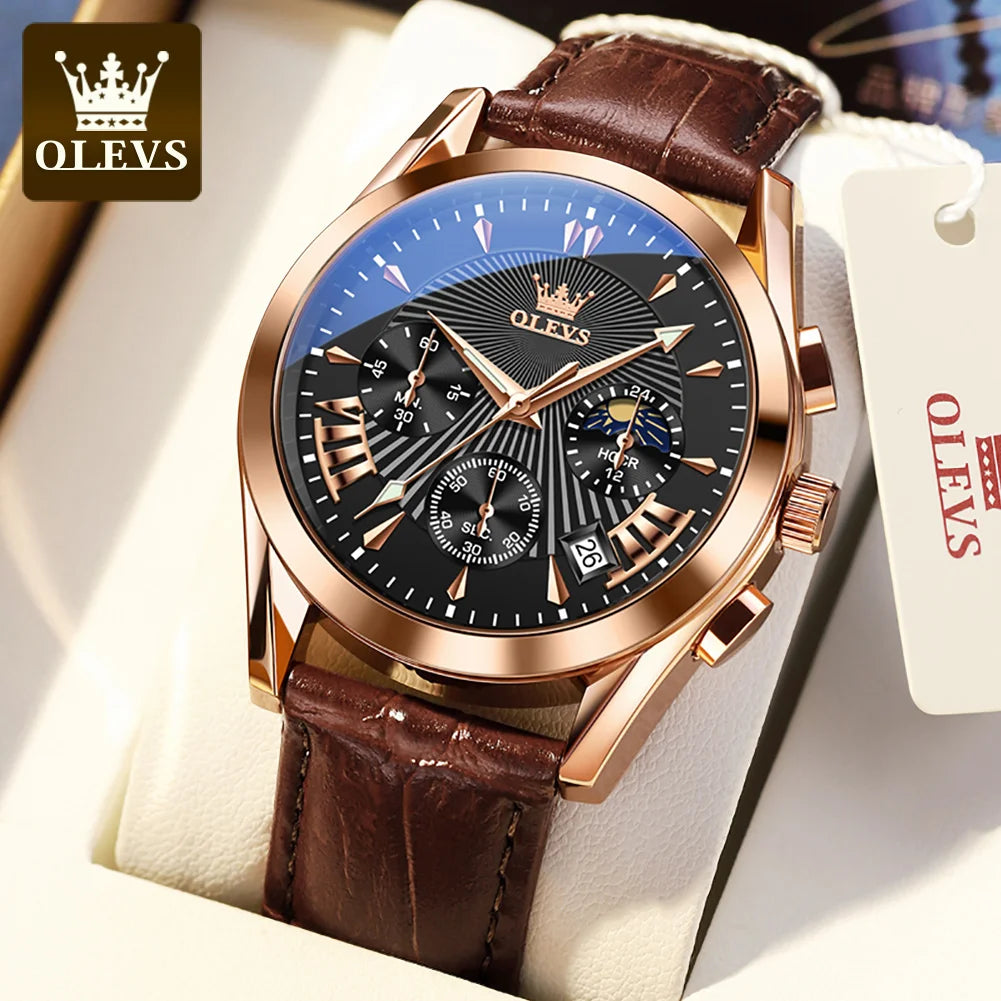 Original Luxury Brand Men'S Watches High Quality Waterproof Quartz Watch for Men Fashion Leather Strap Man Wristwatch