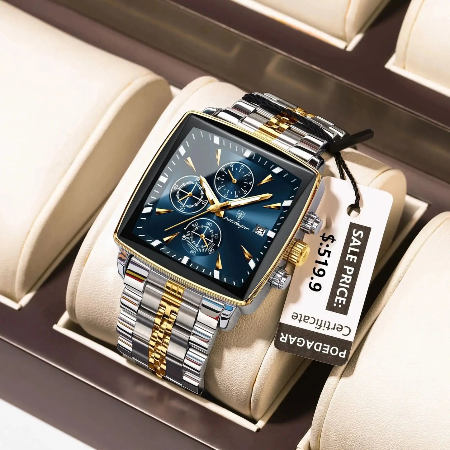 Luxury Business Man Wristwatch Chronograph Waterproof Luminous Calendar Watch for Men Square Quartz Men'S Watches Reloj