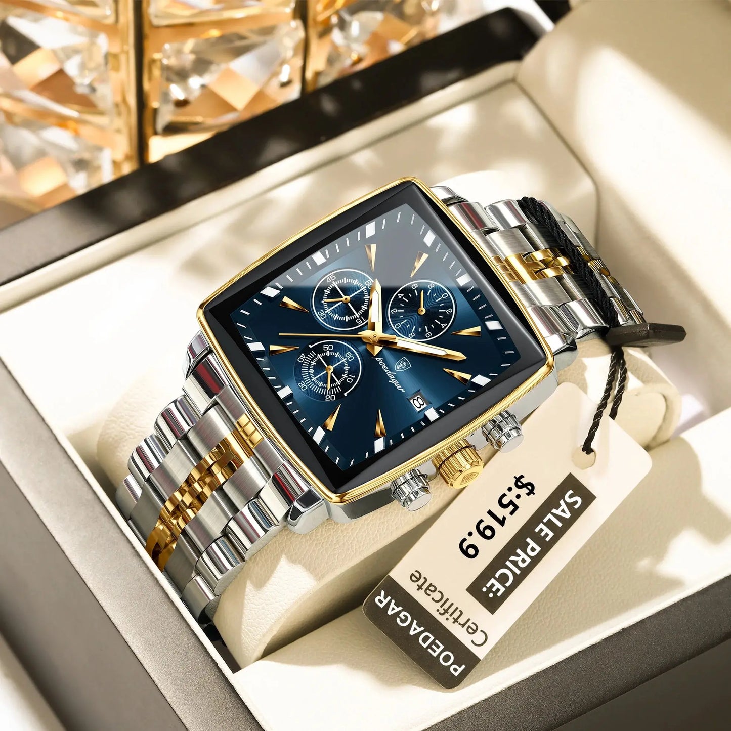 Luxury Business Man Wristwatch Chronograph Waterproof Luminous Calendar Watch for Men Square Quartz Men'S Watches Reloj