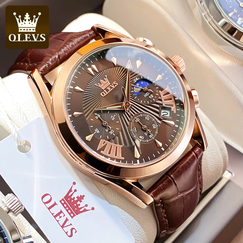 Original Luxury Brand Men'S Watches High Quality Waterproof Quartz Watch for Men Fashion Leather Strap Man Wristwatch