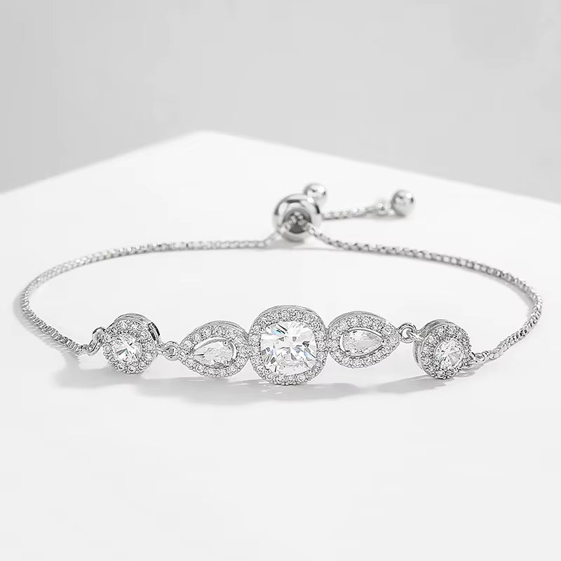 3Pcs AAA Cubic Zirconia Adjustable Open Bangle Bracelets for Women Men Luxury Shiny Geometric CZ Wedding Party Jewelry