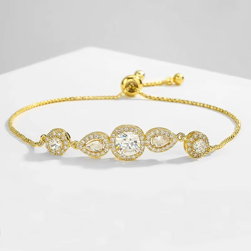 3Pcs AAA Cubic Zirconia Adjustable Open Bangle Bracelets for Women Men Luxury Shiny Geometric CZ Wedding Party Jewelry