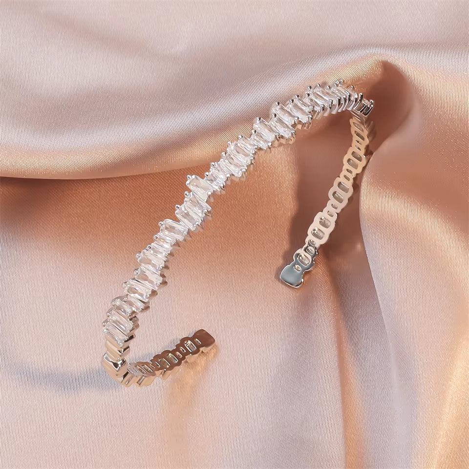 3Pcs AAA Cubic Zirconia Adjustable Open Bangle Bracelets for Women Men Luxury Shiny Geometric CZ Wedding Party Jewelry