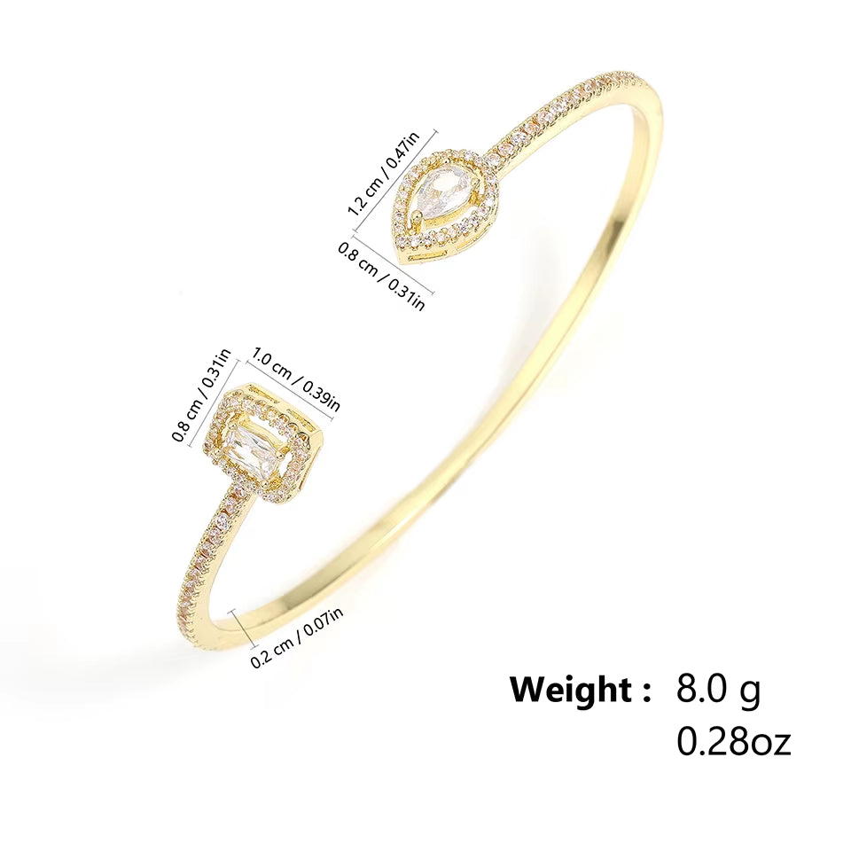 3Pcs AAA Cubic Zirconia Adjustable Open Bangle Bracelets for Women Men Luxury Shiny Geometric CZ Wedding Party Jewelry